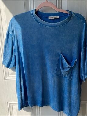 Zenana Outfitters Blue Washed Pocket Tee